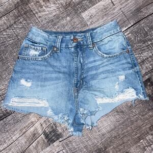 Re-wash real curve high-rise. Size 3/26. Distressed Denim.